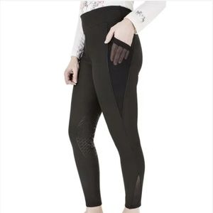 Tuffrider Ladies Classic Ribbed Tights Women’s Size 24 Knee Patch Breeches Black